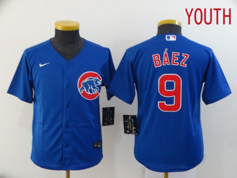 Youth Chicago Cubs #9 Baez Blue Game Nike MLB Jerseys
